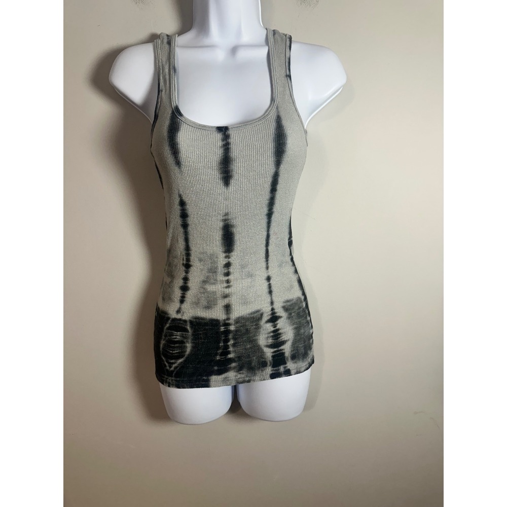 Michael Stars Gray Black Metallic Tie Dye Ribbed Tank Top One Size Fits Most